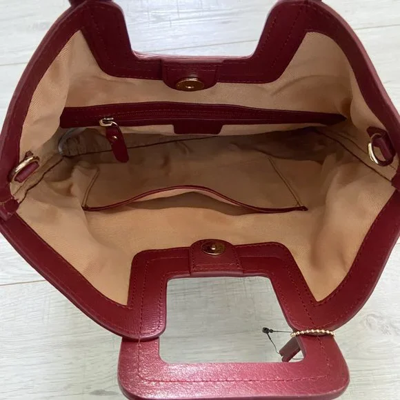 🌺SOLD🌺 TMRW Studio x Anthro | Mahogany Foldover Leather Clutch Crossbody Bag - Picture 9 of 9